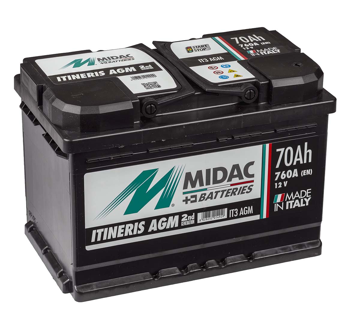 Автомобільний акумулятор MIDAC ITINERIS START STOP AGM, 12V, 70AH, EN760A